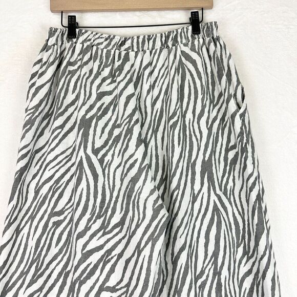 Match Point Linen Wide Leg Palazzo Pants Size XL Zebra Pull On Pockets Lagenlook - Picture 3 of 6